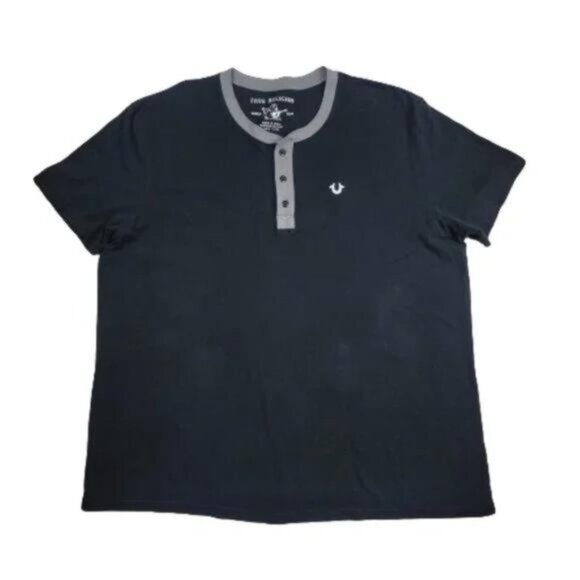 True Religion Henley Short Sleeve Shirt Size 3XL - Picture 2 of 9